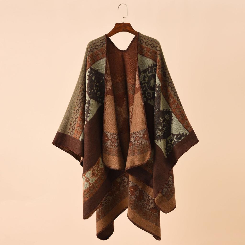Striped Colorblocking Travel Shawl Elegant Personalized Printed Poncho