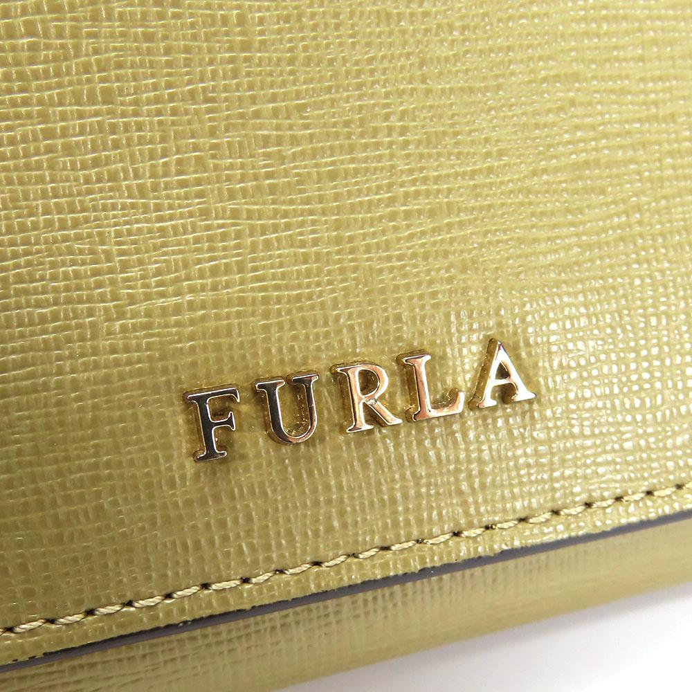Used Furla Purse Leather Khaki Bifold Wallet