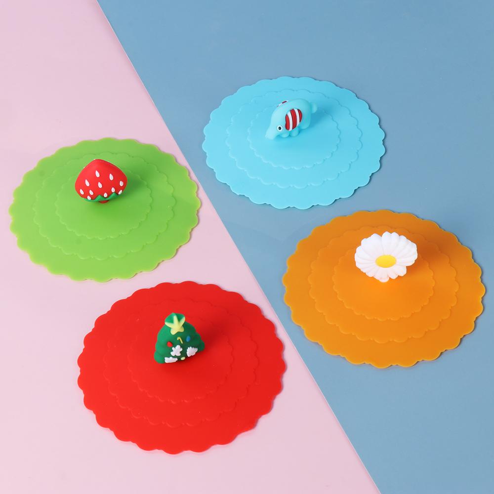 Милые крышки для чая и кофе, пылезащитные крышки на присосках, силиконовые крышки для чашек, герметичные