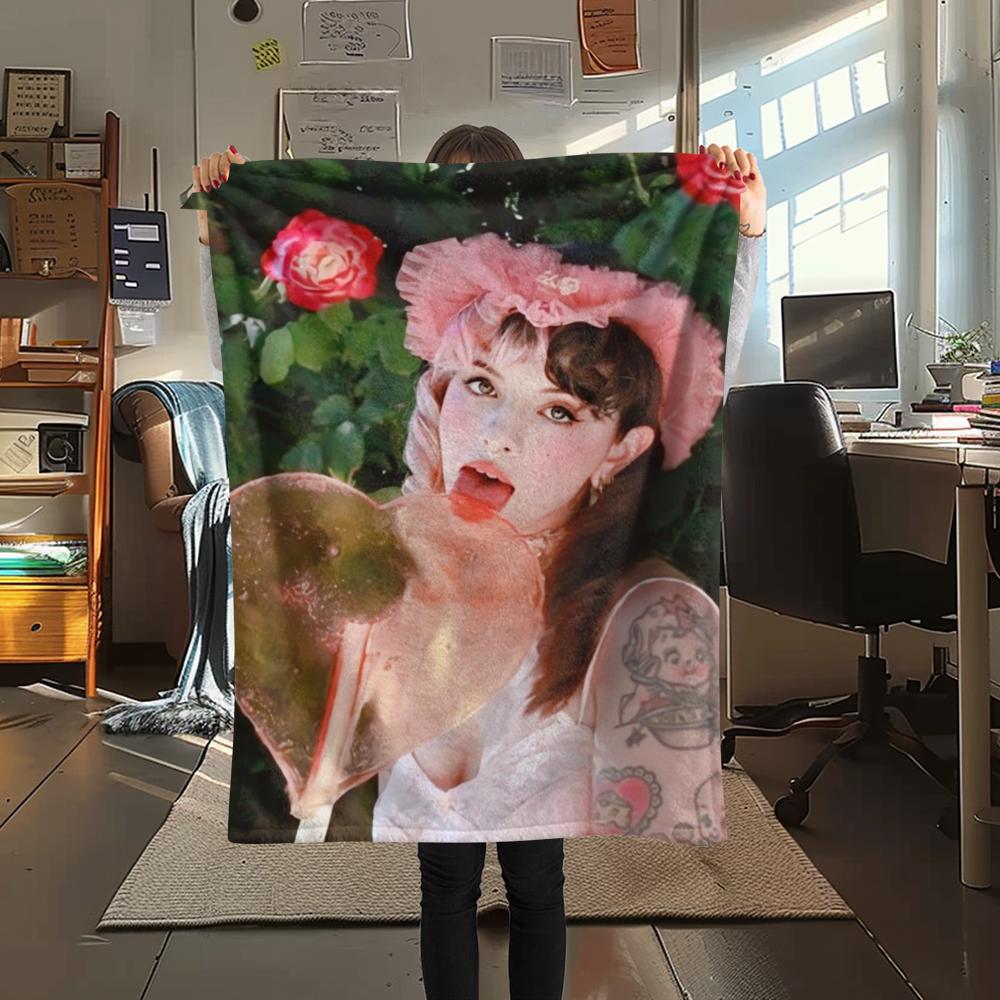 1PC Melanie Martinez Print Flannel Blanket, High quality Comfortable for All Seasons, Home Decor, Warmth and Comfort, Perfect for Christmas Gifts