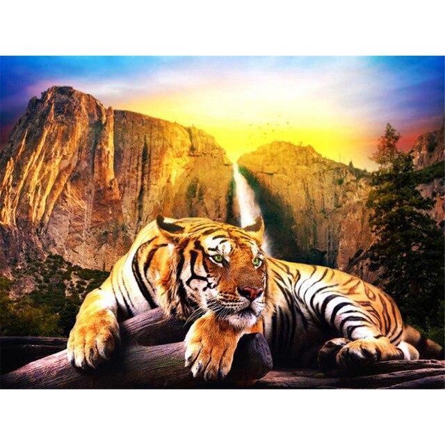 Алмазная картина Тигр 5D Алмазная вышивка с животными, украшение дома, картина, полная круглая алмазная живопись, настенная живопись