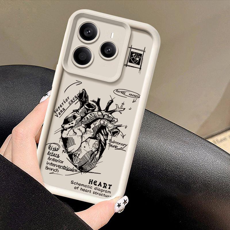 Heart Pattern Soft Silicone Phone Cover For Xiaomi 14T 13T Pro Poco X7 F6 Pro X6 Redmi Note 14 Pro 13 12 11 Shockproof Matte TPU Bumper Cover