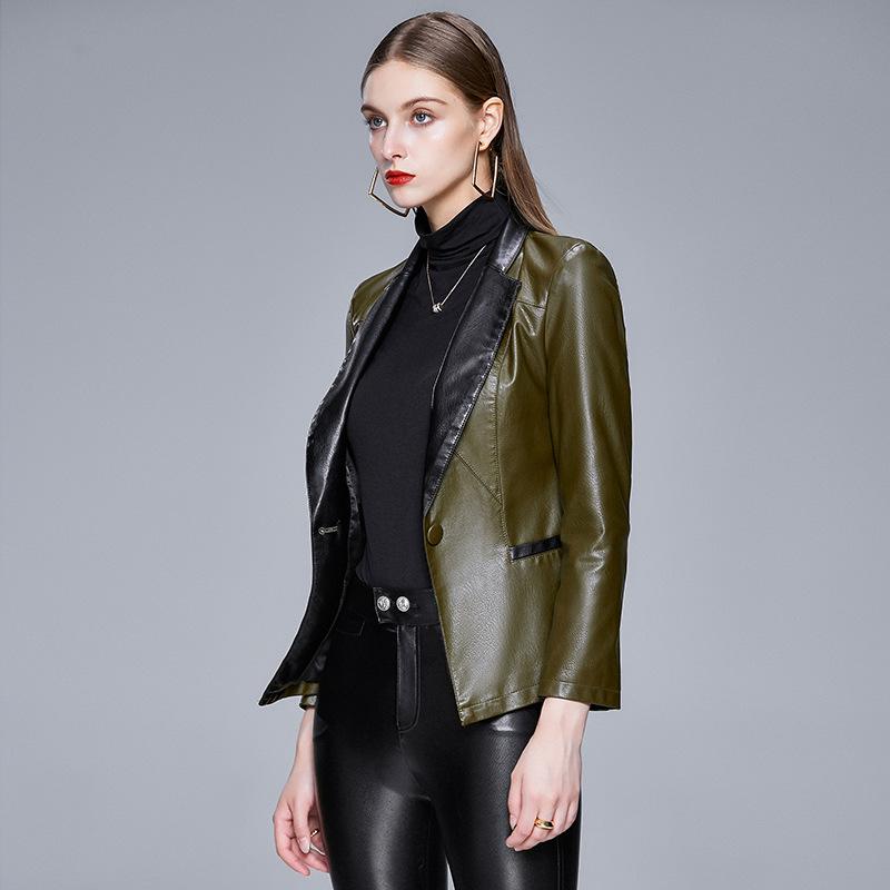Осень и зима, новая большая кожаная одежда, женские кожаные костюмы, кожаные куртки, женские облегающие кожаные модные юбки