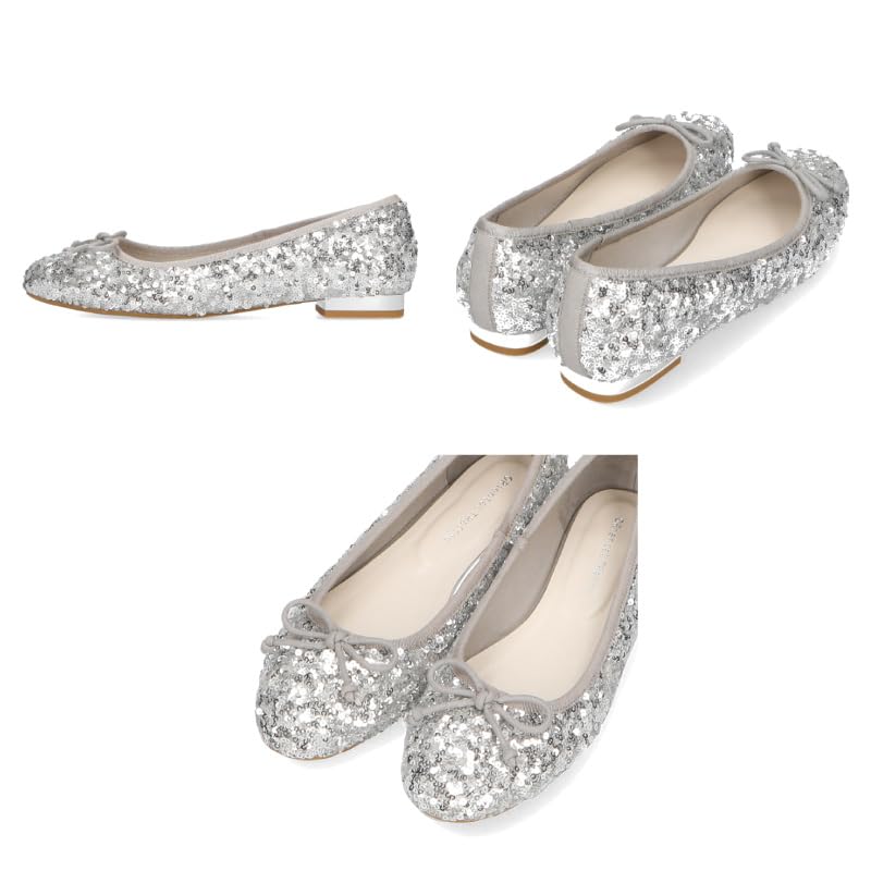 Балетки Круглые Легко Ходить Большие и Маленькие 41122 ЧЕРНЫЕ см [Oriental Traffic] Балетки, Носок, Женские, Носить, Размеры, Блестки, Пайетки, Ламе,