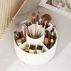 360° Rotating Makeup Organizer Cosmetic Storage with 5 Compartments Multi-Functional Holder for Brushes Stationery Unscented with Luxury Stripe Design