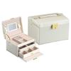Leather Jewelry Storage Box - Organizer for Rings, Earrings, Necklaces, Makeup & Watch