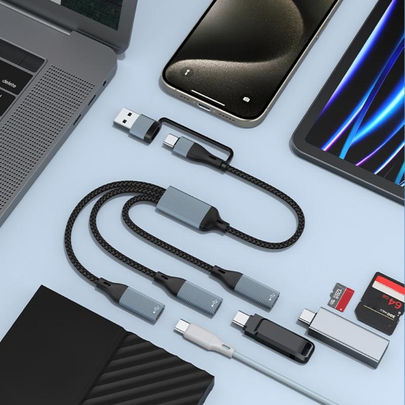 USB Splitter Cable,USB/Type C Male to 2/3 Female Extension Cord Connectors,USB Port Hub Data&Charging Power Split Adapter