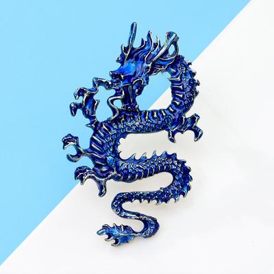 Винтажная классическая эмалированная брошь с китайским драконом для мужчин, ювелирные изделия, вечерние свадебные подарки, модная брошь из сплава унисекс, булавки