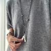 Креативная Личность Серебристая Текстура Металл Жемчуг Арахис Кулон Ожерелье для Женщин Мужчин Мода Универсальные Цепочки для Свитеров Украшения