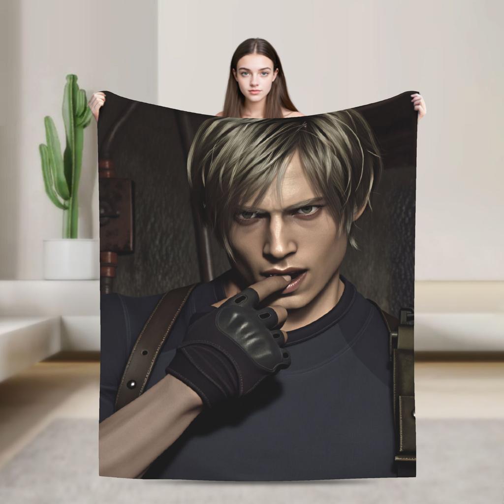 Leon Kennedy Throw Blanket Super Soft Funny Blanket For Couch Chair Travel Flannel Bedspread Bed Cover
