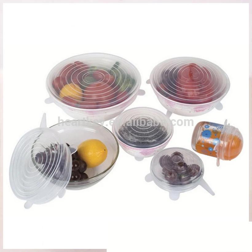 Food Lids Silicone Stretch Lids Reusable Airtight Fresh-keeping Food Fruit Bowl Dish Wrap Covers 6-Pack Set