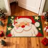 Santa Claus Bath Rug Fuzzy Santa Absorbent Floor Mat Washable Non-Slip Christmas Bathtub Rug for Bathroom Shower Laundry Room Entrance Decor