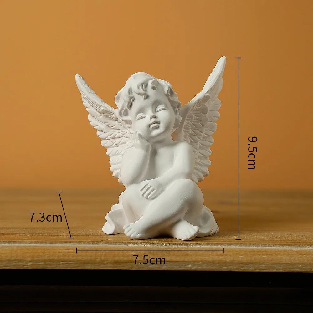 Resin Angel Figurines with Roman Column Cherubs Statue Wings Sleeping Thinking Angle for Home Room Desktop Office Decoration