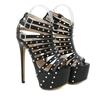 Sexy Narrow Band Hollow Rivet Buckle Strap Extreme High Heels Sandals Women Peep Toe Platform Pumps Party Roman Dance Shoes