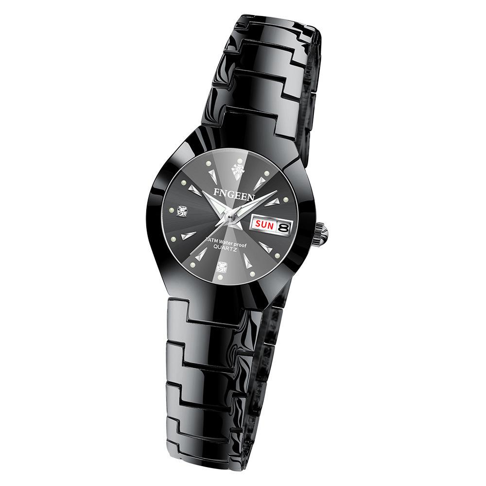 Korean Style Tungsten Color Ultra-Thin Waterproof Quartz Watch for Couples