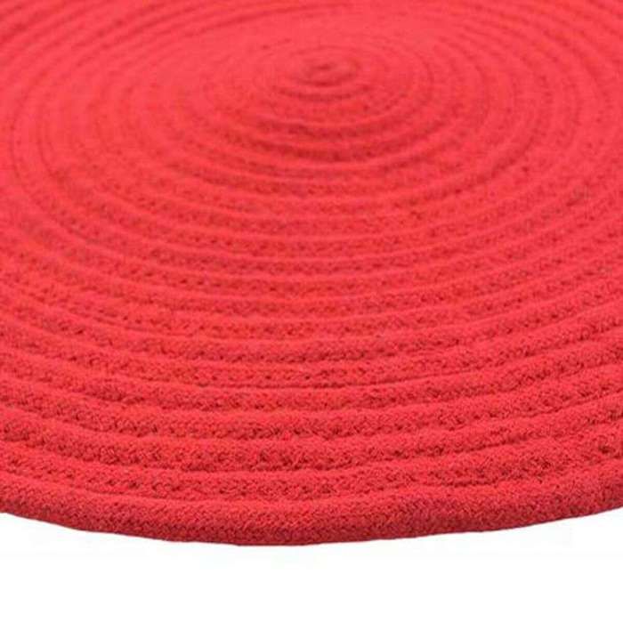 Tapis en coton réversible effet cordage rouge diam.70