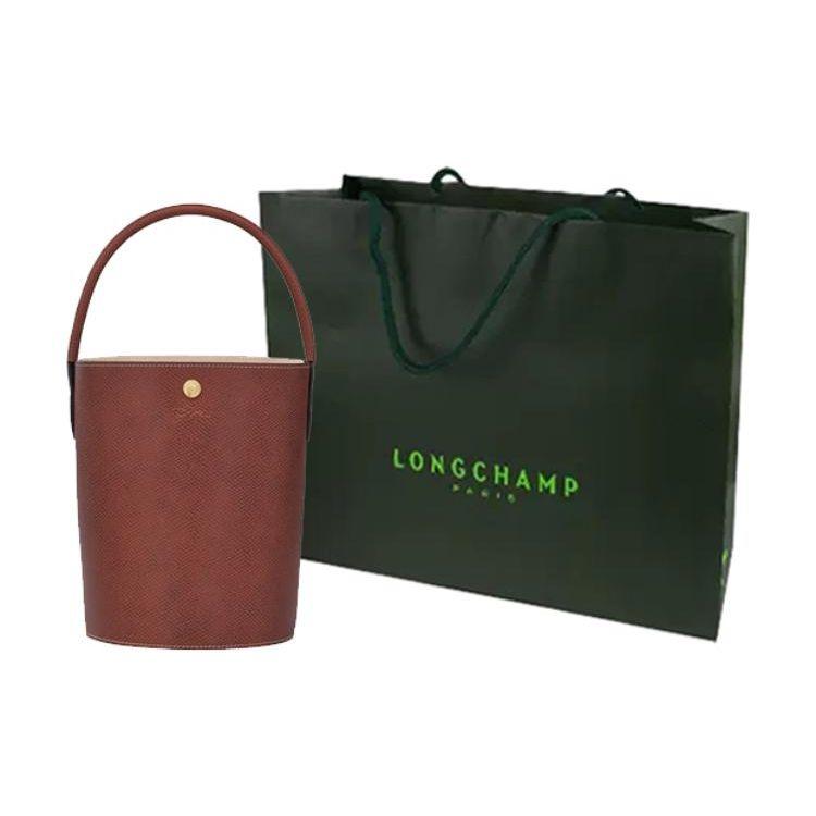 Longchamp Épure 17 Logo Embossed Signature Short Handle Bucket Bag Women handbags Brown 10161HYZ035