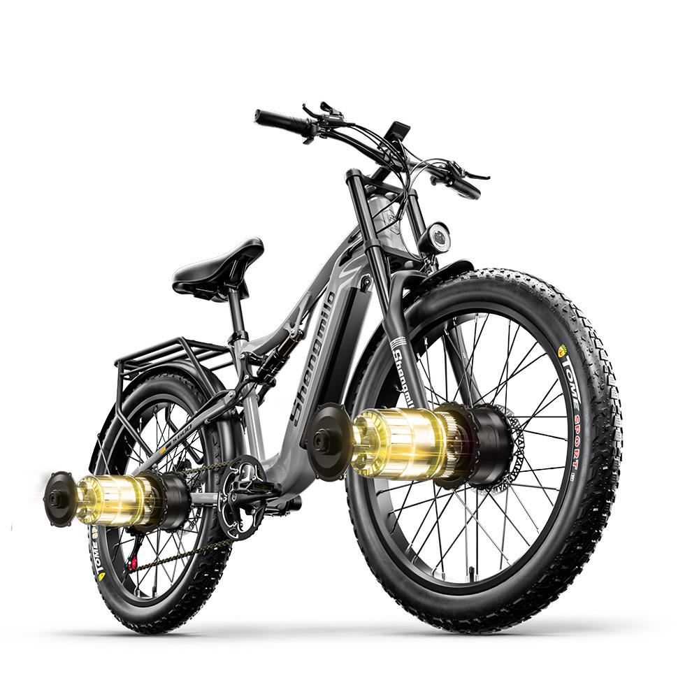 Shengmilo S600 Adult 2000W Men's E-Mountain ebike with Two Motors, 48V17.5AH840WH Battery,26 Inch Wide Tyre Men's Electric Bike