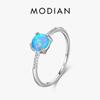 MODIAN 925 Sterling Silver Round Exquisite Charm Sparkling Opal Finger Ring Fashion Female Jewelry For Women Accessories