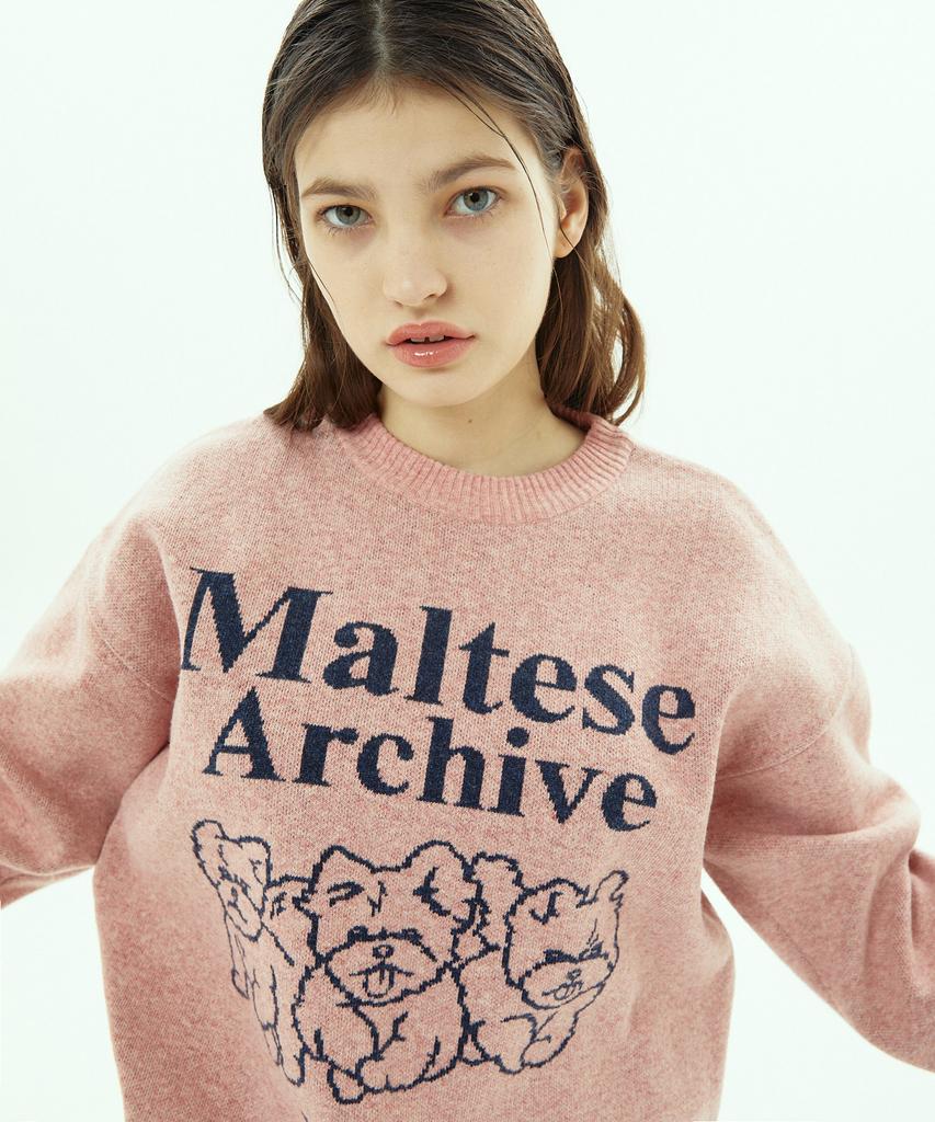 WAIKEI Maltese Archive Line Graphic Knit Pink