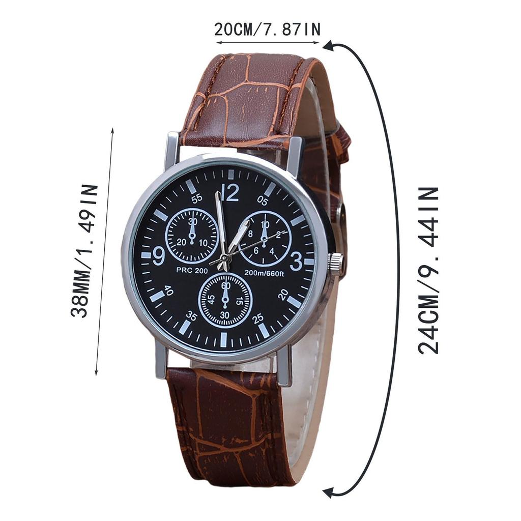 Мужские часы с тремя глазами, кварцевые часы, мужские часы с синим стеклянным ремешком