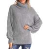 Women's Autumn/winter Twisted Floral Knitted Chunky Long-sleeved Solid Color Turtleneck Sweater