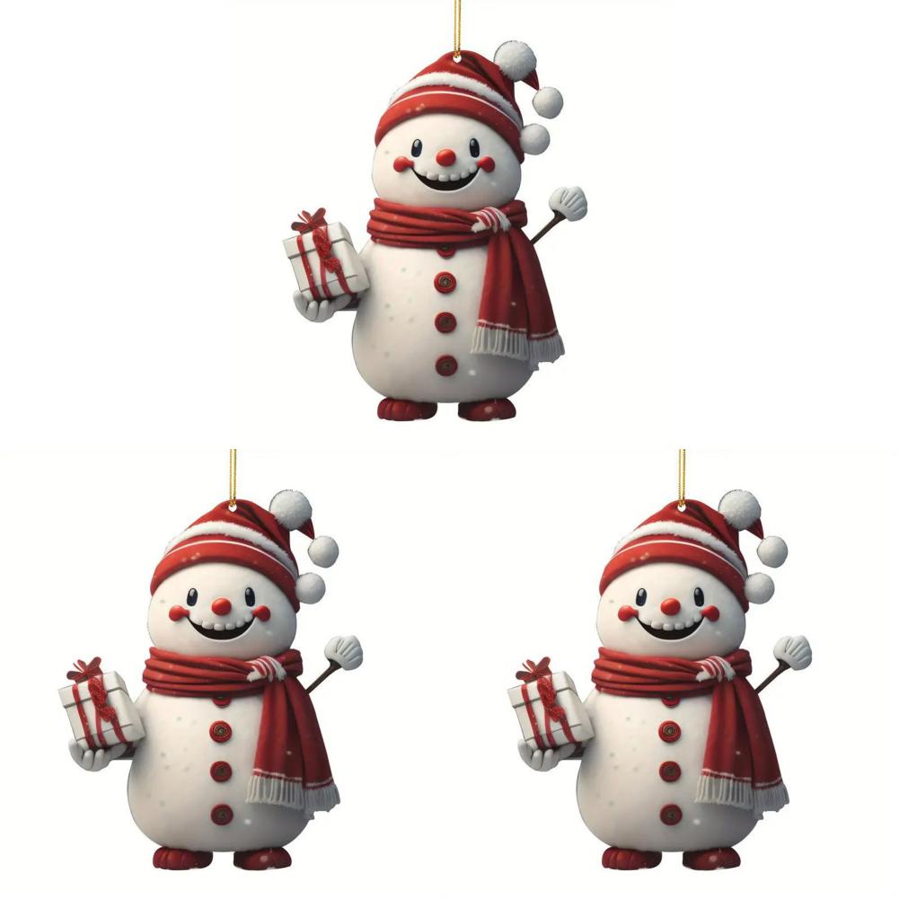 1/3/5PCS Christmas 2D Acrylic Cartoon Car Haning Pendants Xmas Santa Claus Snowman Ornaments Cute Christmas Tree Hangings Decor