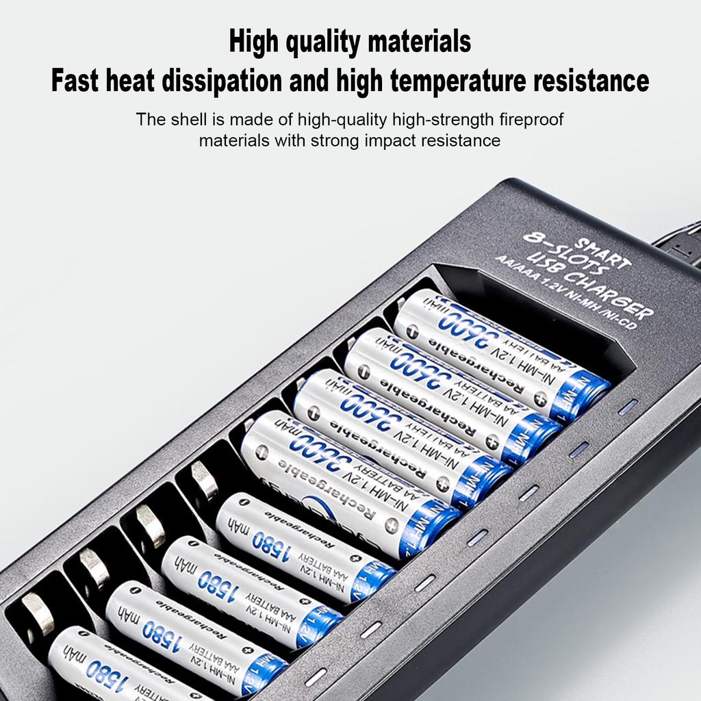 Интеллектуальное зарядное устройство на 8 гнезд для Ni-MH аккумуляторов типа AA/AAA 1,2 В, аккумуляторов USB Plug and Play