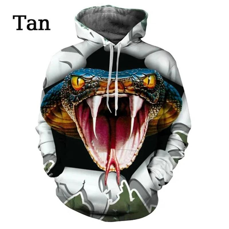 Мода Мужская Женская 3D Толстовка с принтом змеи Личность Креативный принт змеи Топ с длинным рукавом Толстовки Женские Уличная одежда Толстовки
