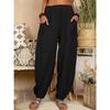 Women's Harem Pants Summer Casual Retro Large Size Cotton and Linen Pants Elastic Waist Wide Leg Pants Home Pants