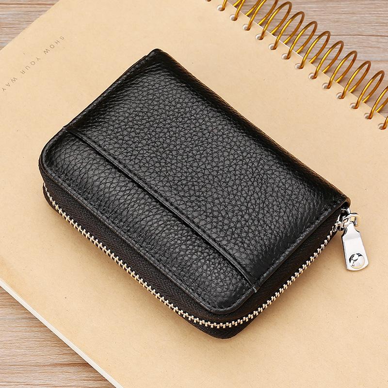 Card Bag Cow Leather Cardholder Wallet and Card Holder Card Case ID Bag Zipper Multi Card Credit Card Coin Purse