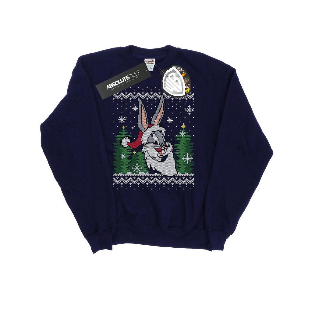 Looney Tunes Mens Bugs Bunny Christmas Fair Isle Sweatshirt
