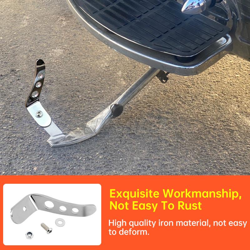 Black Motorcycle Foot Pedal Kickstand Chrome Stand Extension Kit For Harley CVO Touring Road King Electra Street Glide 1991-2022