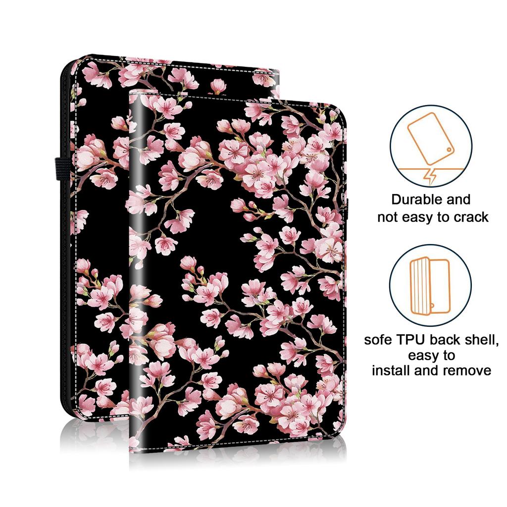 Plum Blossom Pattern Flip Wallet PU Leather Tablets Case with For Samsung Tab A 10.1/Tab A 8.0/Tab S6 Lite/Tab S7/Tab S8/Tab S9/Tab A7/Tab A8/Tab A9..