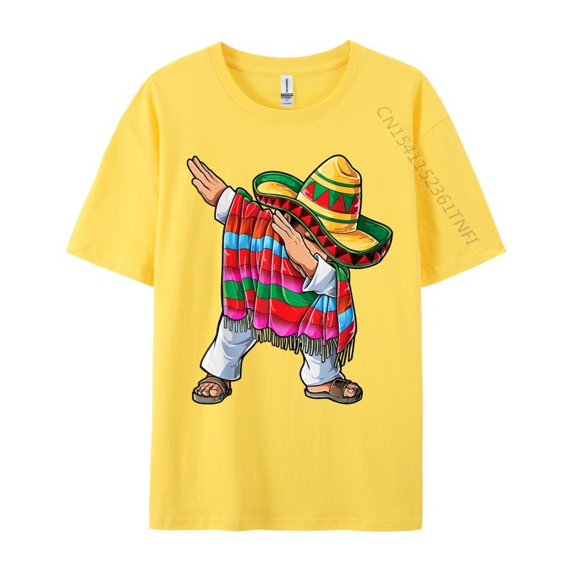 Dabbing Mexican Poncho Cinco De Mayo Men Sombrero Dab Hot Sale Mens T Shirt Premium Cotton Family Tops Shirt Funny Men Tshirt