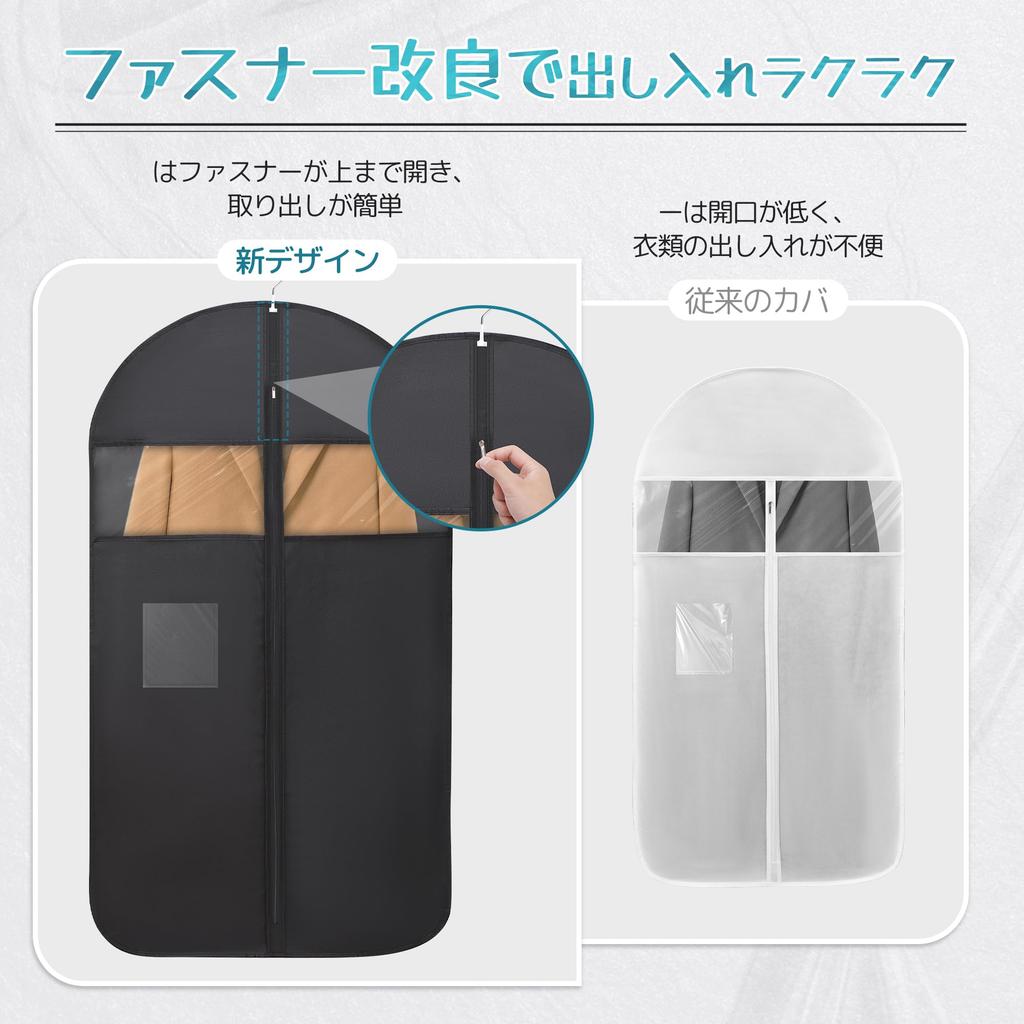 TITIROBA Clothing and Made of Thick and with Clear Window and Ideal for Storing and Coats PEVA Durable 6 Black Covers, Dustproof, Insect-Proof,