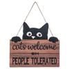 Funny Cat Welcome Sign,Cats Welcome People Tolerated Kitty Kitten Wooden Plaque Black Cat Wall Decor Funny Wood Sign For Pet Shop Home,Cat Lover Gifts