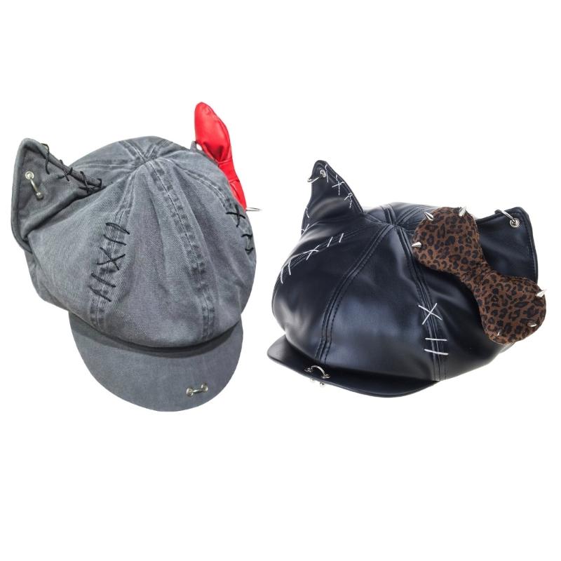 Берет с заклепками для леди, девушки, модный, 2000-е, восьмиугольная шляпа, шляпа водителя, шапочки с черепом для девушки, все сочетается, рокерская шляпа