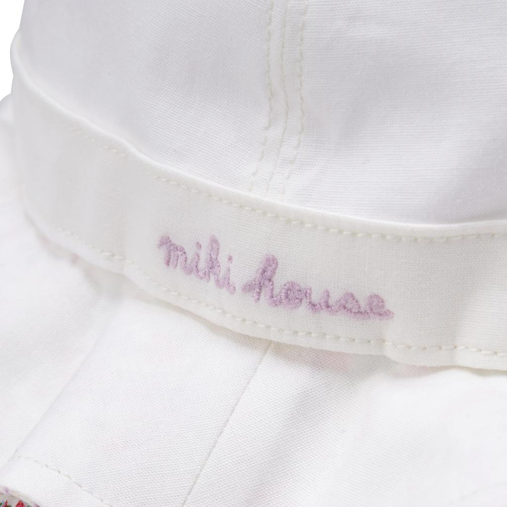 [Miki House] Шляпа, защита от УФ-лучей, с козырьком, 100% хлопок, с резинкой, для девочек, для малышей, для детей, детская одежда, 12-9103-145, M (50-52см), белый