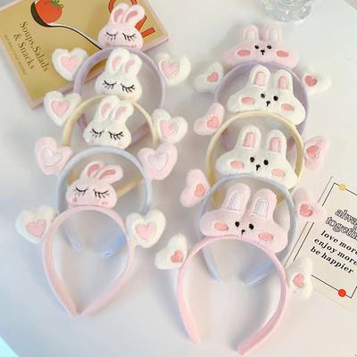 Новая мультяшная повязка на голову с кроликом, милая, сладкая, с плоской головой, кролик, макарон, свежая, для умывания, аксессуары для волос