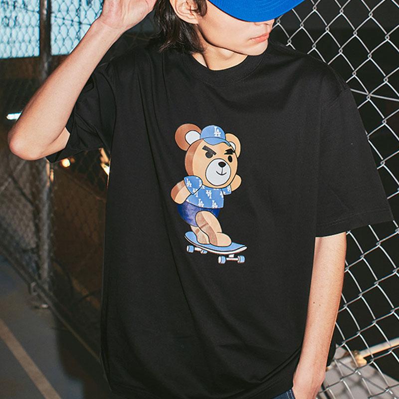 MLB Drop Shoulder Sleeve T Shirt Unisex Black 3ATSE0233-07BKS