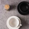 Керамическая кружка для латте с узором камня, изящная чашка для послеобеденного чая, набор черно-белых кружек с круглым блюдцем