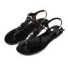 Fashion Women's Flat Jelly Sandals Comfort Water Summer Beach Jellies Thong Sandal Ladies Floral Flip Flops T-strap Slides
