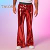 Men's Sequin Flared Trousers Shiny Hip-Hop Disco Pants Elastic Waist Retro Wide Leg Pants for Stage Performance Night Club Bar Dance