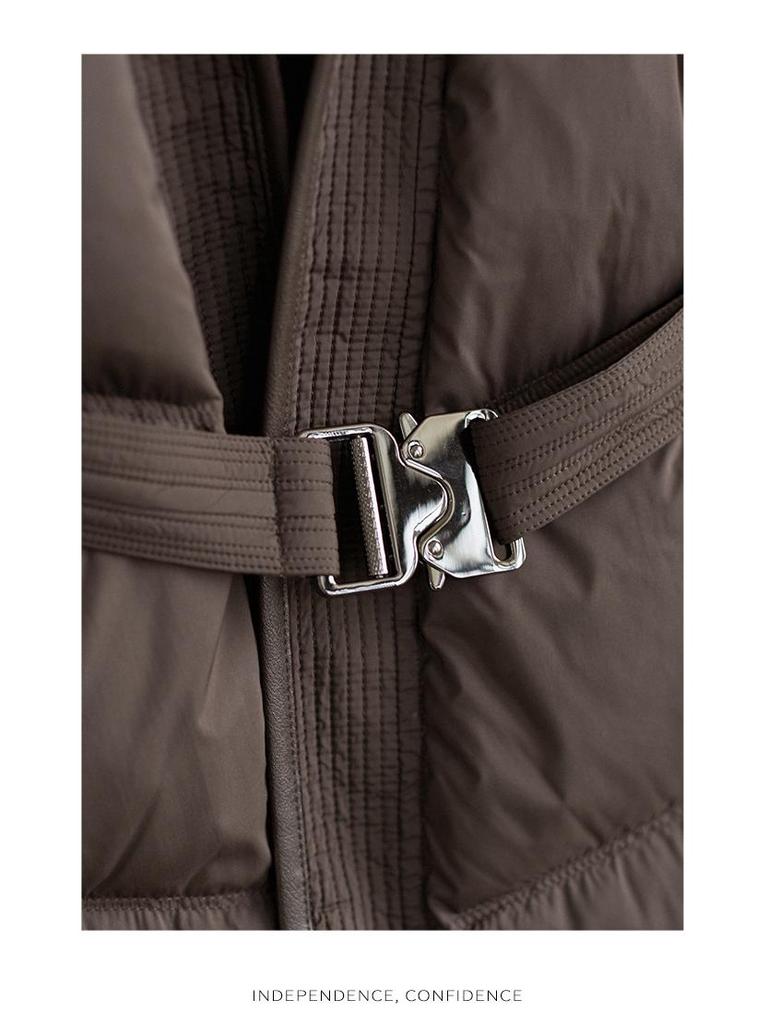 High-End Lamb's Wool & Duck Down Faux Two-Piece Large Lapel Women's Down Jacket