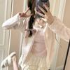 Pockets Women Cardigan Button Sweet Slim Hollow Out Spring Tender Temper Korean Style Long Sleeve Fashion Y2k Aesthetic Fairy