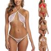Women's Sexy Fishing Net Bikini Transparent Bikini Thin Thong Sexy Underwear Set