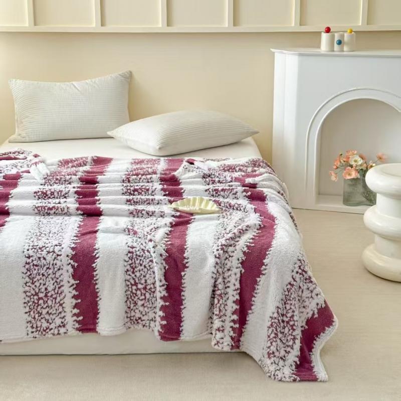 Вязаный шерстяной плед «Снежинка в полоску», мягкий и теплый, для всесезонного использования, покрывало на диван, плюшевый плед для офиса, приятный к коже, украшение для дома