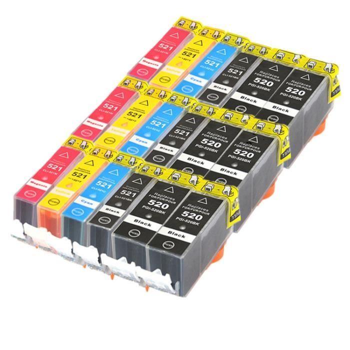 Cartouche Compatible Canon PGI-520-CLI-521 (6BK+3PBK+3C+3M+3Y) - PIXMA iP4700, MP540