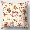 Home Decor Christmas Gingerbread And Festive Prints Pillow Covers Pattern Cushion Cover Suitable For Sofa Bedroom Car Pillow